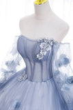 Off Shoulder Tulle Long Prom Dress, Sweet Long Formal Dress HZ1024