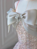Spaghetti Strap Tulle Sequins Long Prom Dress, Sweet 16 Dress HZ1024