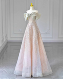 Spaghetti Strap Tulle Sequins Long Prom Dress, Sweet 16 Dress HZ1024