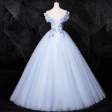 0ff-the-shoulder Tulle Embroidery Long Prom Dress, Elegant Long Formal Dress HZ1024