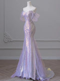 Sweetheart Sequin Mermaid Gown-Fairytale Beaded Tulle Train Long Prom Dress for Events HZ1024