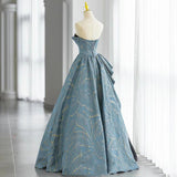A-line Strapless Black Tulle Long Prom Dress, Formal Prom Dress HZ1024