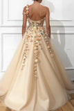 flowers A-Line Prom Dresses one shoulder strap Lace Appliques Evening Gown HZ1024