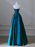 Satin Green Long Prom Dress, Green Satin Long Formal Dress HZ1024