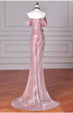 Mermaid Strapless Long Prom Dress, Pink Sweet 16 Dress HZ1024