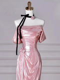 Mermaid Strapless Long Prom Dress, Pink Sweet 16 Dress HZ1024