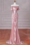 Mermaid Strapless Long Prom Dress, Pink Sweet 16 Dress HZ1024