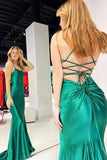 Green Satin Mermaid Tight Prom Gown HZ1024