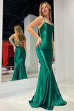 Green Satin Mermaid Tight Prom Gown HZ1024