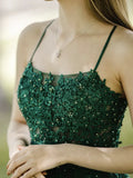 Green A-Line Tulle Lace Backless Long Prom Dress, Green Long Evening Dress HZ1024
