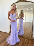 Mermaid Lace Long Prom Dress, Purple Formal Evening Dress HZ1024