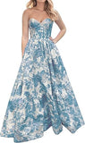A-Line Sweetheart Floral Printed Long Prom Dresses HZ1024