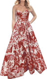 A-Line Sweetheart Floral Printed Long Prom Dresses HZ1024