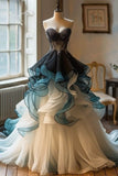 A-line sweetheart neckline tulle sequin long prom dress, formal evening dress HZ1024