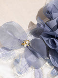 off-shoulder tulle three-dimensional floral long prom dress, dark purple evening dress HZ1024