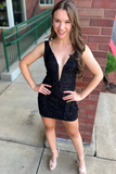 Deep V-Neck Homecoming Dresses With Applique HZ1024