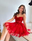 Line Tulle Strapless Homecoming Dress HZ1024