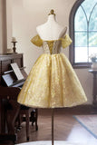 Floral Tulle Knee Length Prom Dress, A-Line Off the Shoulder Homecoming Dress HZ1024
