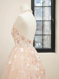 V-Neck Tulle Sequins Short Prom Dress, Cute A Line Backless Homecoming Dress HZ1024