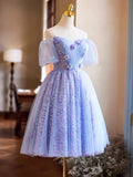 Appliques Sequins Homecoming Dress, Beautiful A-Line Short Prom Dress HZ1024