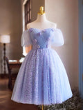 Appliques Sequins Homecoming Dress, Beautiful A-Line Short Prom Dress HZ1024