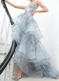 Spaghetti Straps Tulle Embroidered Long Ball Dress HZ1024