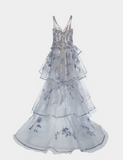 Spaghetti Straps Tulle Embroidered Long Ball Dress HZ1024