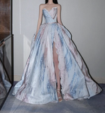 A-line strapless long prom dress, white formal dress HZ1024