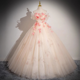 A-line Off-Shoulder Tulle Long Prom Dress, Sweet 16 Dress HZ1024