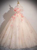 A-line Off-Shoulder Tulle Long Prom Dress, Sweet 16 Dress HZ1024