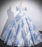 A-line U-neck Floral Satin Long Prom dress, Elegant Formal Evening Gown HZ1024