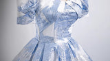A-line U-neck Floral Satin Long Prom dress, Elegant Formal Evening Gown HZ1024