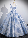 A-line U-neck Floral Satin Long Prom dress, Elegant Formal Evening Gown HZ1024