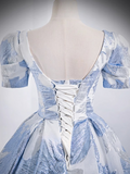 A-line U-neck Floral Satin Long Prom dress, Elegant Formal Evening Gown HZ1024