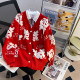 red knitted cardigan HZ1024