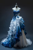A-line Spaghetti Strap Tulle Long Prom Dresses , Elegant Sweetheart Neckline Evening Gown HZ1024