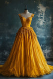 Vintage A-line Sweetheart Neck Long Ball Dress Applique Vintage Evening Dress HZ1024