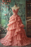 Vintage A-line Sweetheart Neck Long Evening Gown Sweet Beaded Applique Dress HZ1024