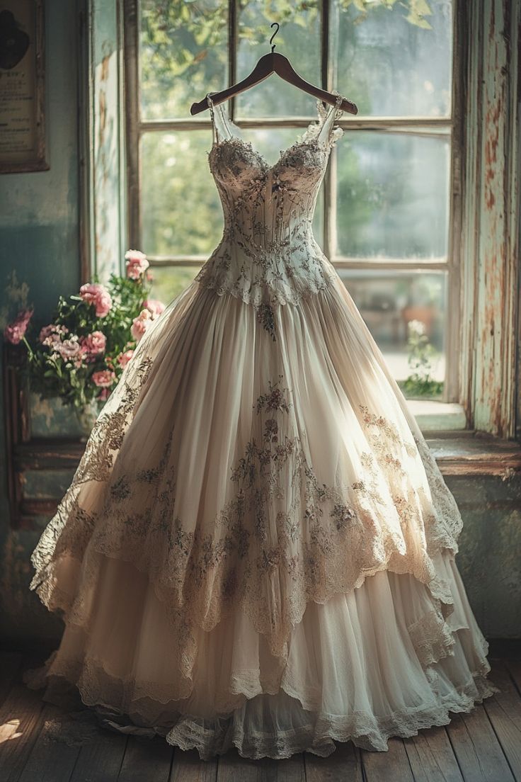 A-line Sweetheart Neck Tulle Lace Long Prom Dress Applique Sweet Flower Wedding Dress HZ1024
