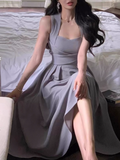 style niche light luxury white straps dress elegant white birthday dress HZ1024