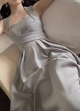 style niche light luxury white straps dress elegant white birthday dress HZ1024