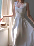 style niche light luxury white straps dress elegant white birthday dress HZ1024