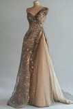 Vintage A-line One-shoulder Sequined Tulle Long Prom Dress HZ1024