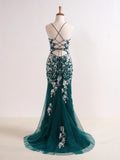 V Neck Long Prom Dress with Appliques Beading HZ1024