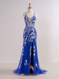 V Neck Long Prom Dress with Appliques Beading HZ1024