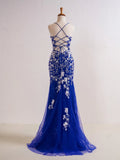 V Neck Long Prom Dress with Appliques Beading HZ1024