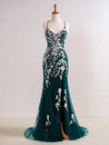 V Neck Long Prom Dress with Appliques Beading HZ1024