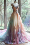 Vintage Sweetheart Neck Beaded Tulle Long Ball Gown, Sequined Appliqu¨¦ Evening Gown HZ1024