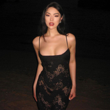 Mermaid Spaghetti Strap Long Prom Dress See-through Evening Dress With Slit HZ1024
