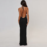Mermaid Halter Neck Long Ball Dress Backless Evening Dress HZ1024